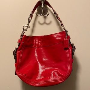 Coach Red Patent Leather Bag with Change Purse